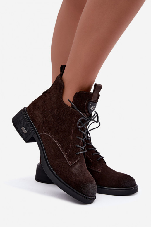 Bottes isolées en daim synthétique avec ornements Vinceza Czekolado