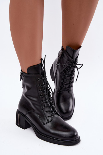 Bottines isolées en cuir naturel Vinceza noires