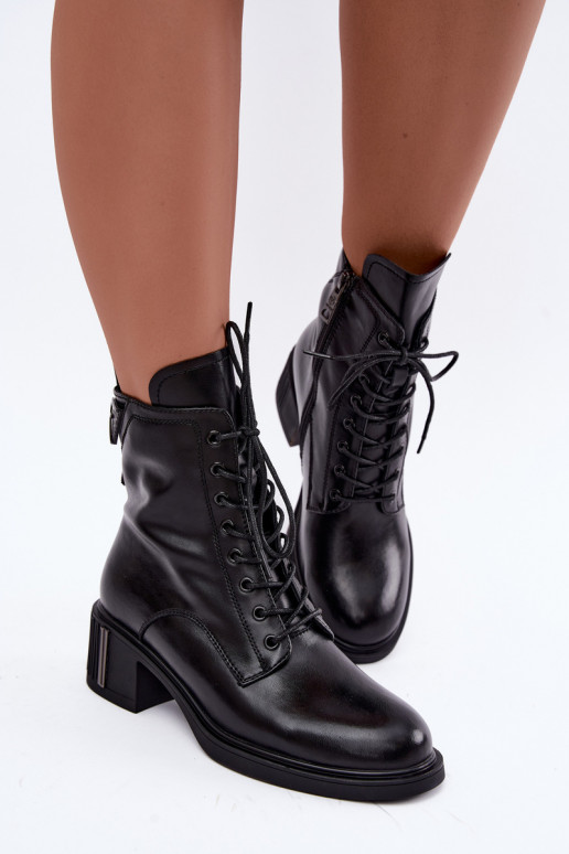 Bottines isolées en cuir naturel Vinceza noires