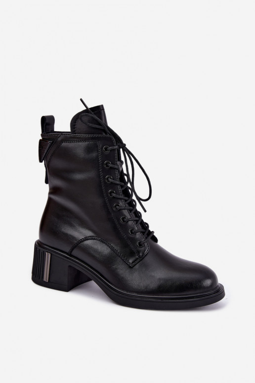 Wärmende Stiefeletten aus Leder Vinceza schwarz