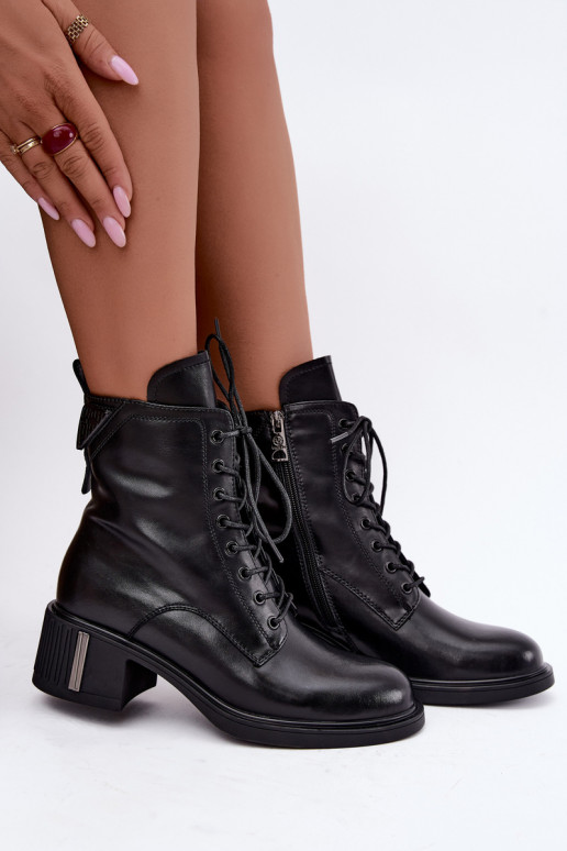 Bottines isolées en cuir naturel Vinceza noires