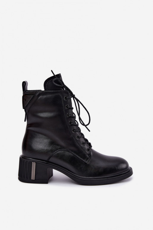 Wärmende Stiefeletten aus Leder Vinceza schwarz