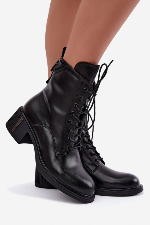 Bottines isolées en cuir naturel Vinceza noires