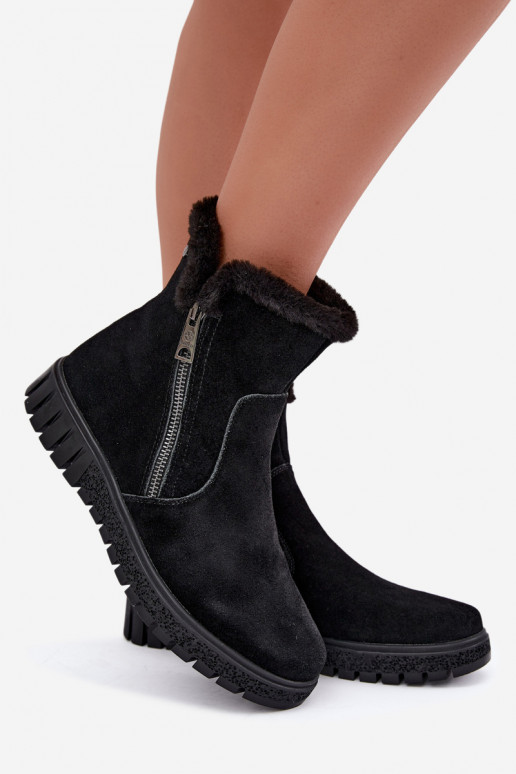 Stiefel aus Kunstveloursleder mit Fell Vinceza schwarz