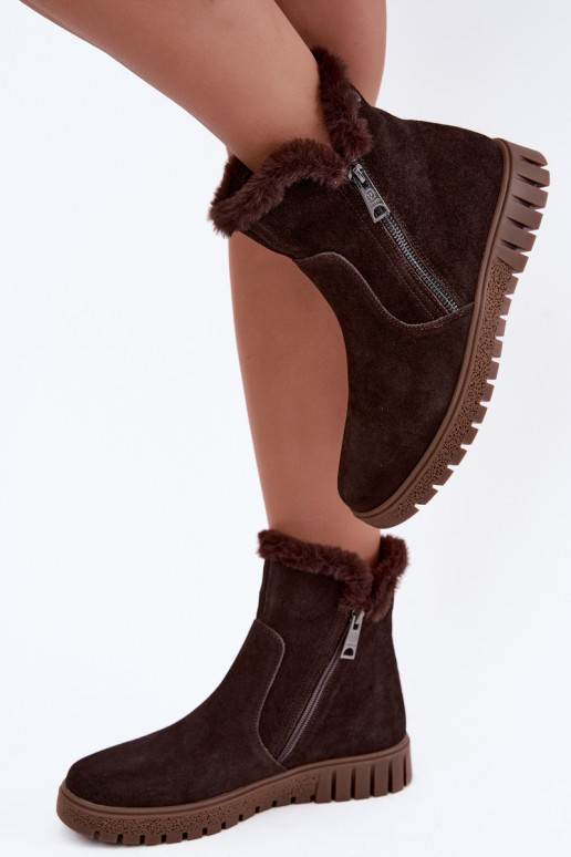 Laarzen van faux suede met bont Vinceza Czekolado