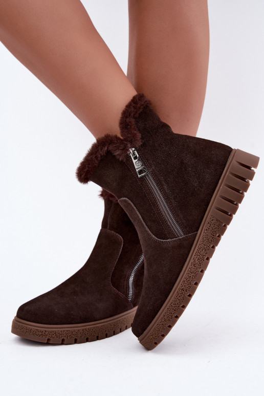 Bottes en daim synthétique avec fourrure Vinceza Czekolado