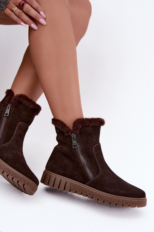 Laarzen van faux suede met bont Vinceza Czekolado