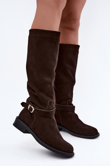 Bottes montantes en daim synthétique avec boucles Vinceza Czekolado