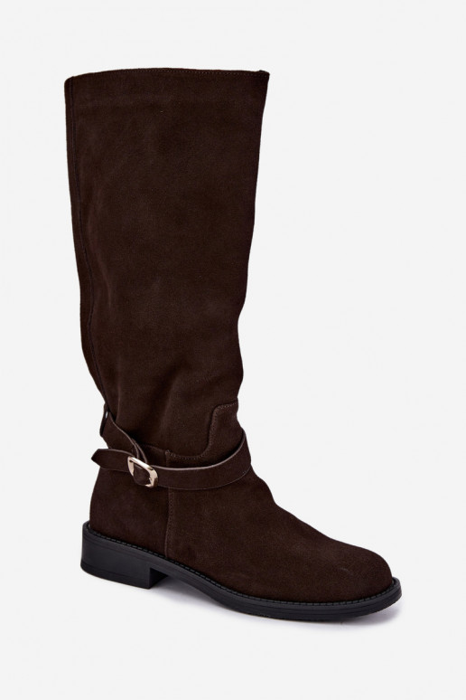 Bottes montantes en daim synthétique avec boucles Vinceza Czekolado