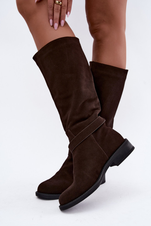 Bottes montantes en daim synthétique avec boucles Vinceza Czekolado