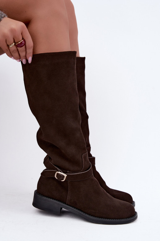 Bottes montantes en daim synthétique avec boucles Vinceza Czekolado