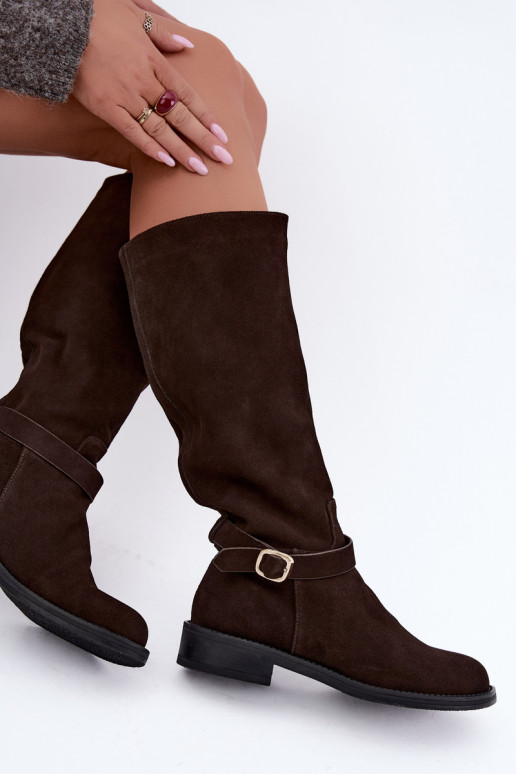 Bottes montantes en daim synthétique avec boucles Vinceza Czekolado