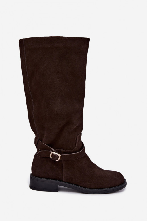 Bottes montantes en daim synthétique avec boucles Vinceza Czekolado