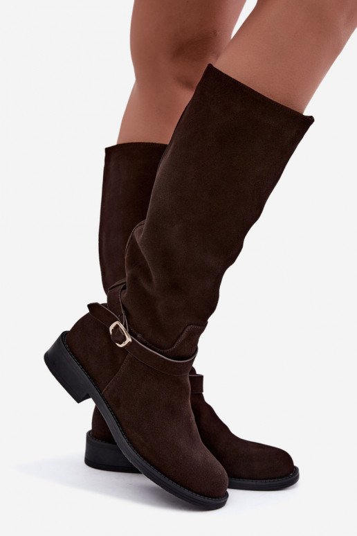 Bottes montantes en daim synthétique avec boucles Vinceza Czekolado