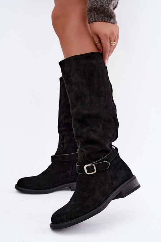 Bottes montantes en daim synthétique avec boucles Vinceza noires