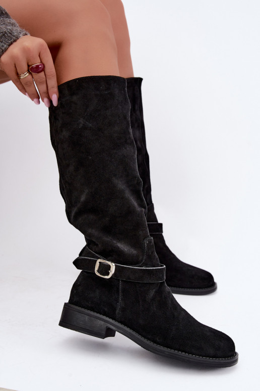 Bottes montantes en daim synthétique avec boucles Vinceza noires