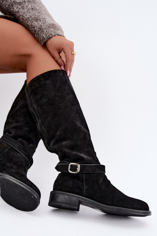 Bottes montantes en daim synthétique avec boucles Vinceza noires