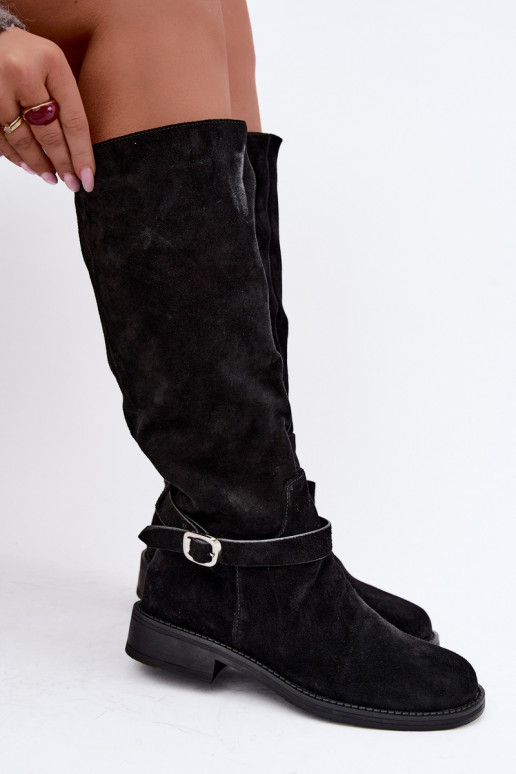 Bottes montantes en daim synthétique avec boucles Vinceza noires