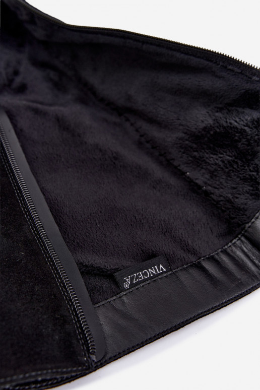 Wärmende kniehohe Stiefel aus Kunstveloursleder Vinceza schwarz