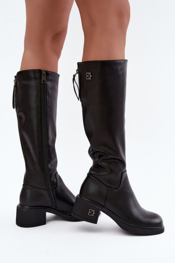 Bottes isolées montantes en cuir naturel Vinceza noires 2