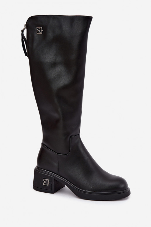 Bottes isolées montantes en cuir naturel Vinceza noires