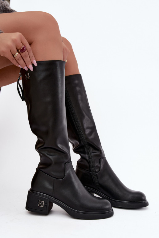 Bottes isolées montantes en cuir naturel Vinceza noires