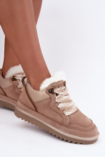 Bottes de neige en daim synthétique avec fourrure et lacets Vinceza sable