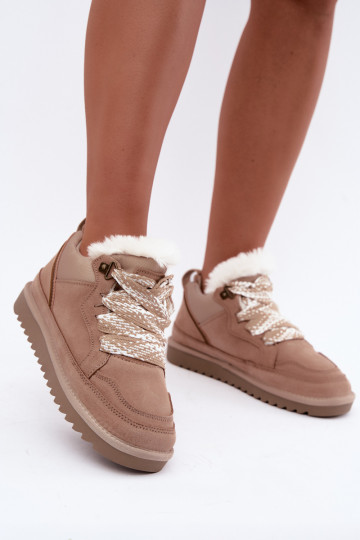 Bottes de neige en daim synthétique avec fourrure et lacets Vinceza sable 2