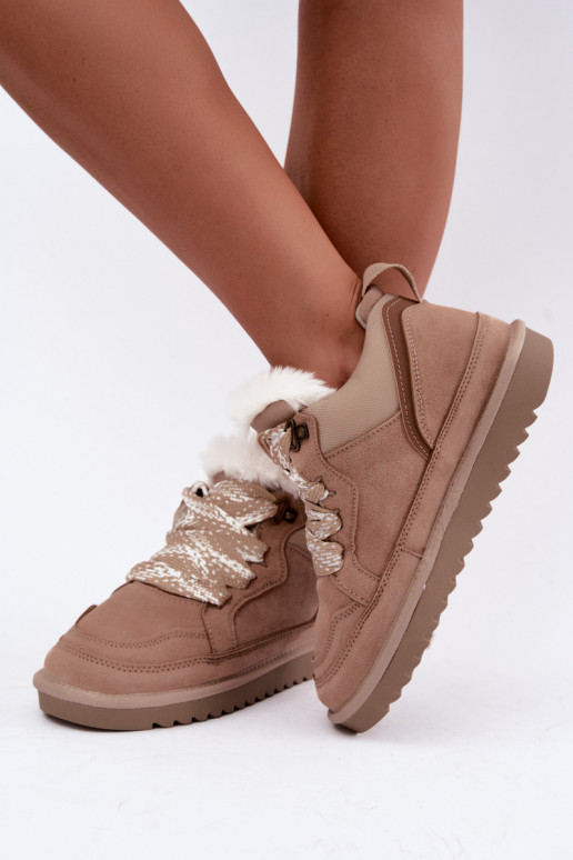 Bottes de neige en daim synthétique avec fourrure et lacets Vinceza sable