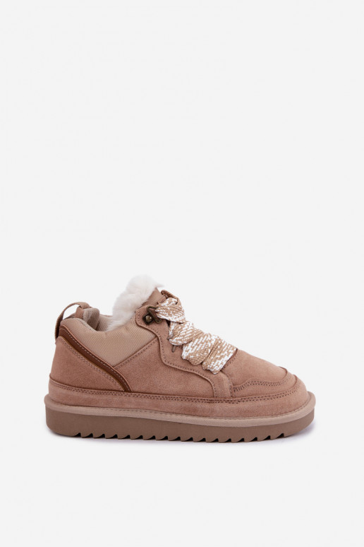 Bottes de neige en daim synthétique avec fourrure et lacets Vinceza sable