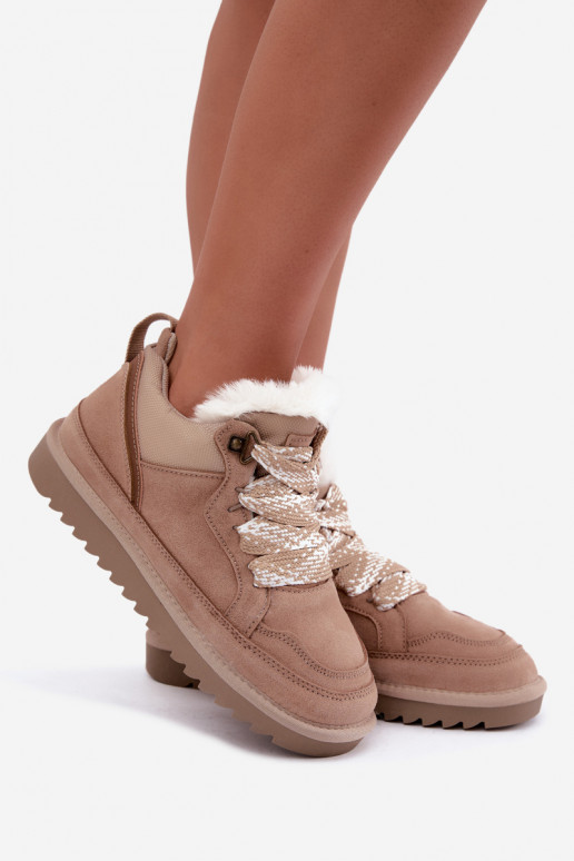 Bottes de neige en daim synthétique avec fourrure et lacets Vinceza sable