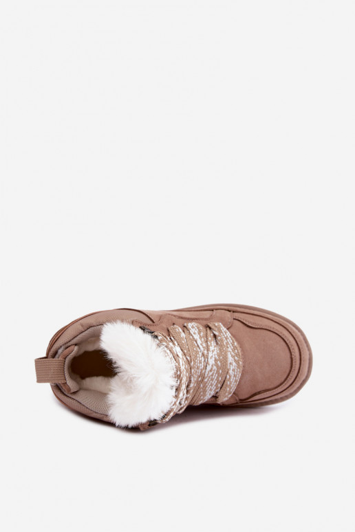 Bottes de neige en daim synthétique avec fourrure et lacets Vinceza sable