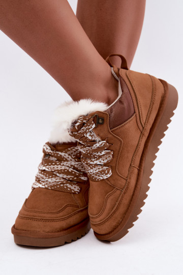Bottes de neige en daim synthétique avec fourrure et lacets Vinceza marron