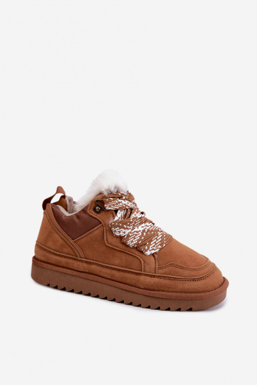 Bottes de neige en daim synthétique avec fourrure et lacets Vinceza marron