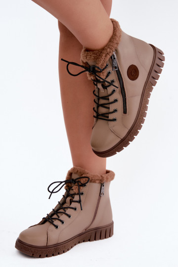 Bottines isolées pour femmes en cuir naturel Vinceza 133123 en couleur sable