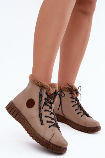 Bottines isolées pour femmes en cuir naturel Vinceza 133123 en couleur sable 2