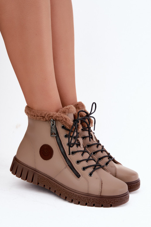 Bottines isolées pour femmes en cuir naturel Vinceza 133123 en couleur sable