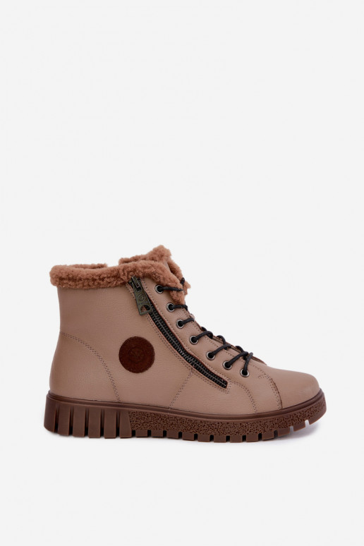 Bottines isolées pour femmes en cuir naturel Vinceza 133123 en couleur sable