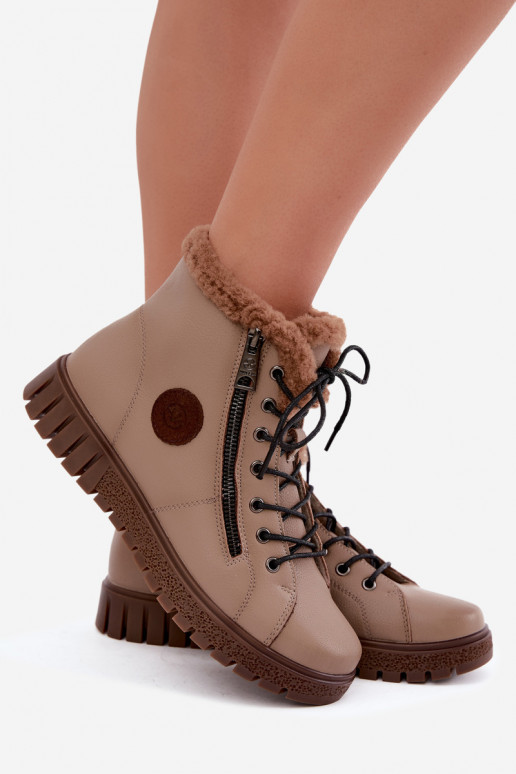 Damen gefütterte Stiefeletten aus Naturleder Vinceza 133123 in Sandfarbe