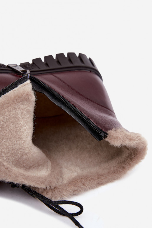 Bottines isolées pour femmes en cuir naturel Vinceza 133123 en couleur bordeaux
