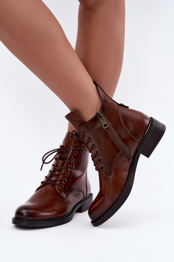 Bottines isolées avec talons larges 58677 en couleur brune 2