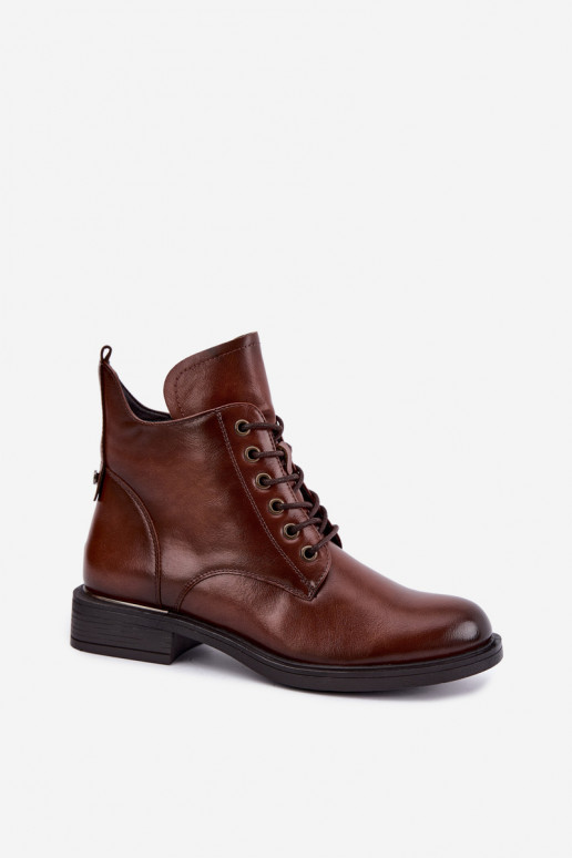 Bottines isolées avec talons larges 58677 en couleur brune