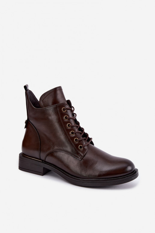 Bottines isolées avec talons larges 58677 en couleur chocolat