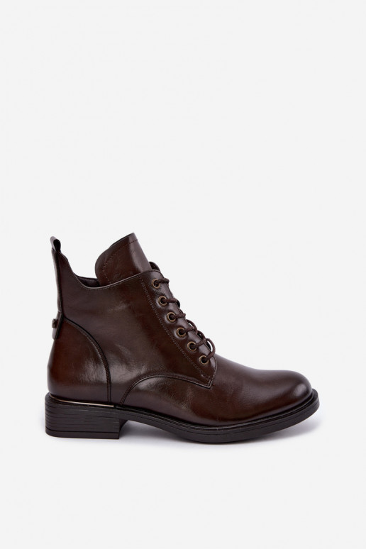 Bottines isolées avec talons larges 58677 en couleur chocolat