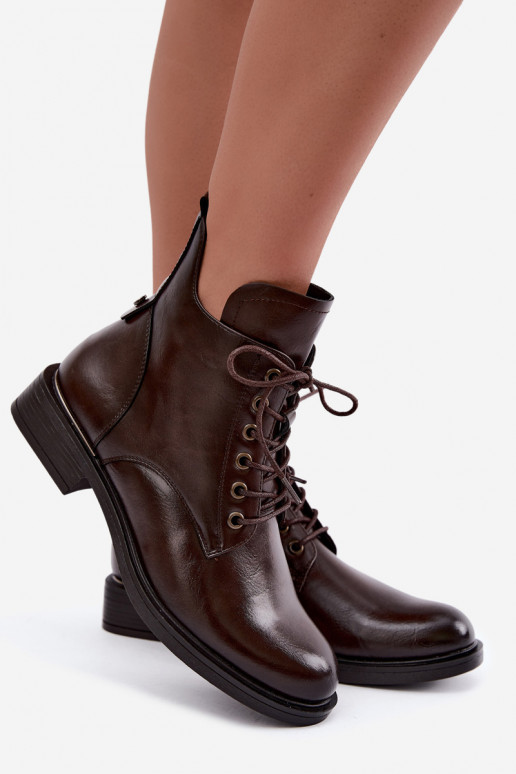 Bottines isolées avec talons larges 58677 en couleur chocolat