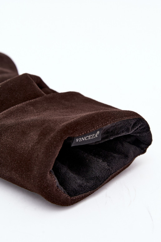 Bottes hautes en daim synthétique Slouchy avec talons fins Vinceza 89170 en couleur chocolat