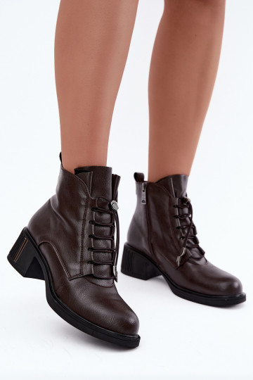 Bottines isolées en cuir naturel Klocke Vinceza 89161 en couleur chocolat