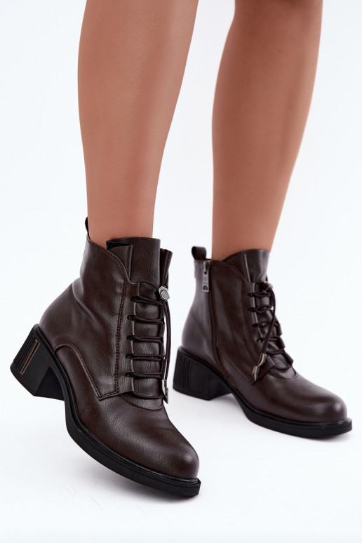 Bottines isolées en cuir naturel Klocke Vinceza 89161 en couleur chocolat