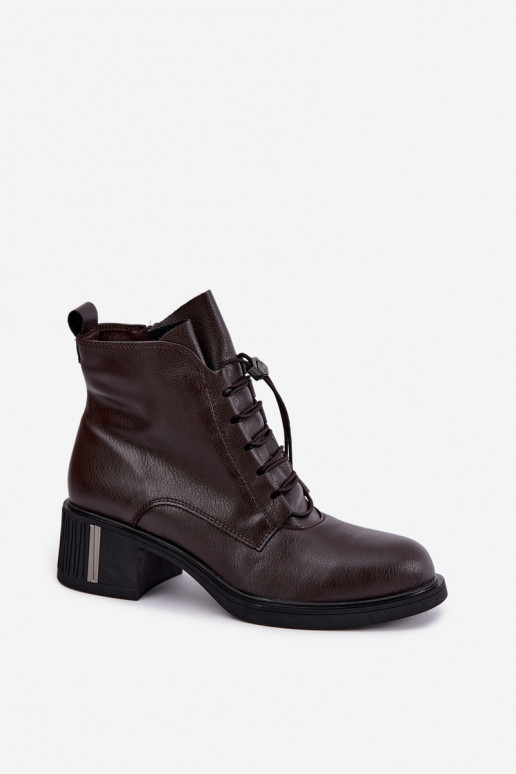 Bottines isolées en cuir naturel Klocke Vinceza 89161 en couleur chocolat