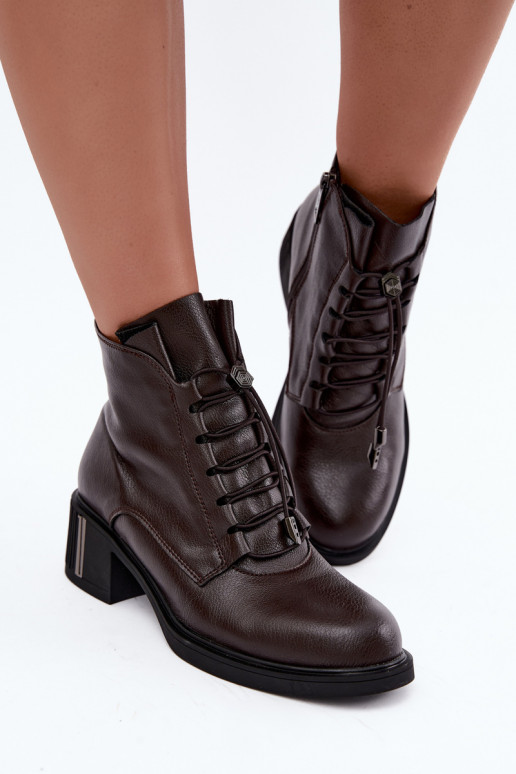 Bottines isolées en cuir naturel Klocke Vinceza 89161 en couleur chocolat